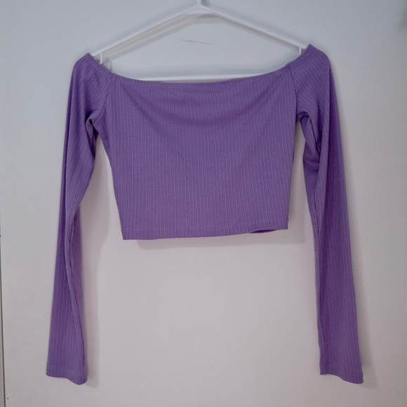 Purple Ruched Front Crop Top - Picture 3 of 5